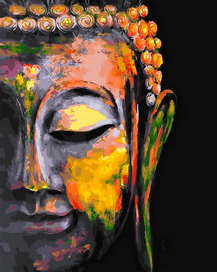 Schilderen op nummer Buddha Zwart